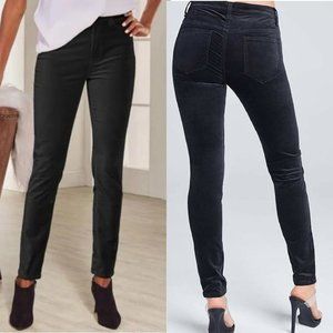 Soft Surroundings Velvet High Rise Skinny Ankle Pants Black Pocket